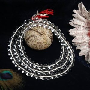 Clear Quartz Round Stone Jaap Mala For ( 8 MM )