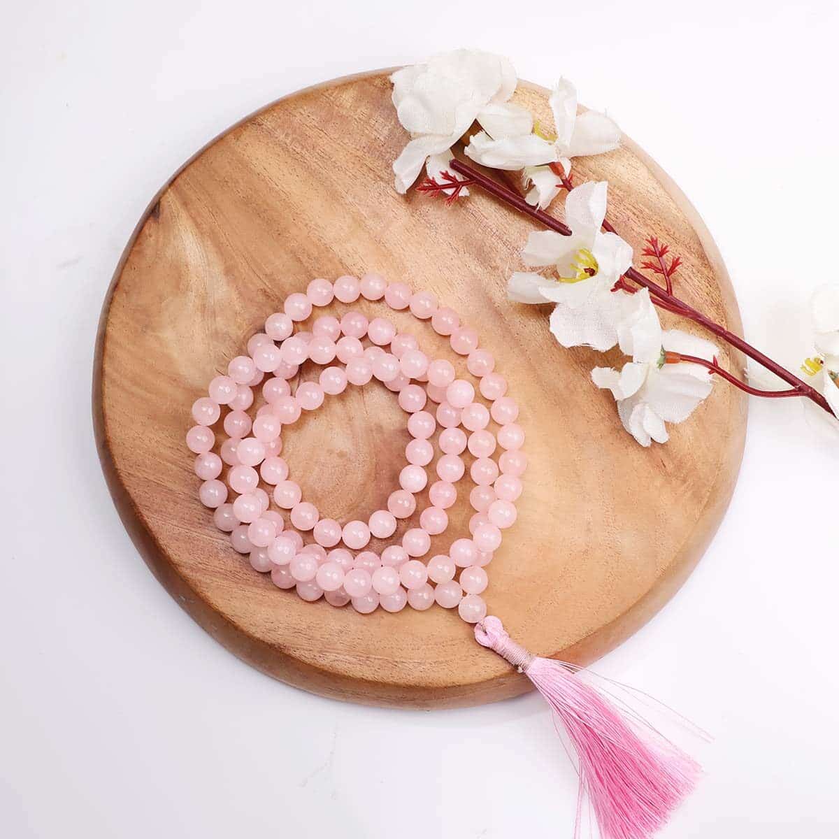 Rose Quartz Stone Round Beads Jaap Mala - Image 3